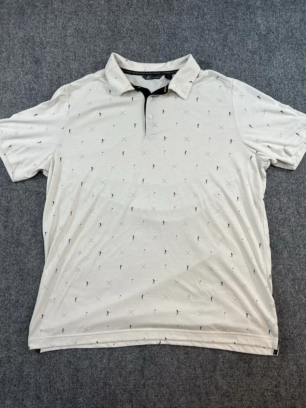 Adidas Adicross Golf Polo Shirt Men’s Size L White All Over Golfer Print